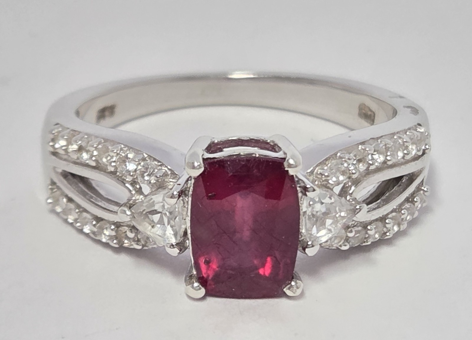 STS Lab-Created Red Ruby 925 Sterling Silver Ring… - image 5