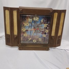VTG 70s Rustic Wall Clock Quartz Works Tested...