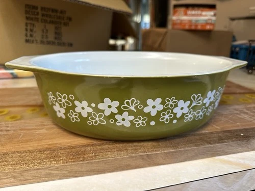 Vintage PYREX No Lid Casserole Dish Spring Blossom Crazy Daisy 1 1/2 QT 043