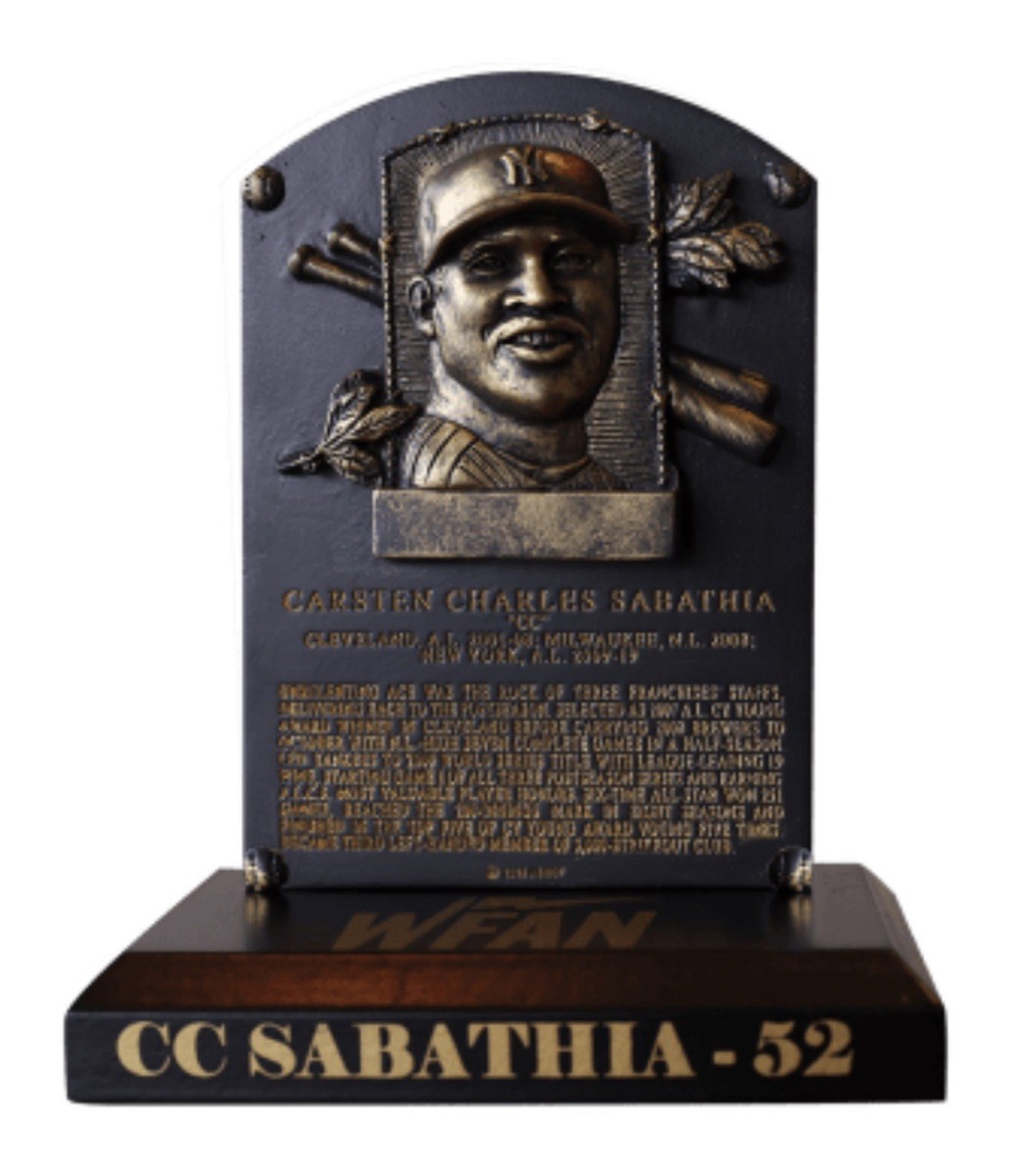CC Sabathia Baseball Hall Of Fame HOF Cooperstown Plaque NY