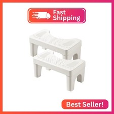 2 Pack Squatting Potty Stool, Toilet Stool Squat Adult for Bathroom, White
