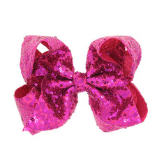 8 Inch Hot Pink Sparkly Glitter Sequin Hair Bows for Girls