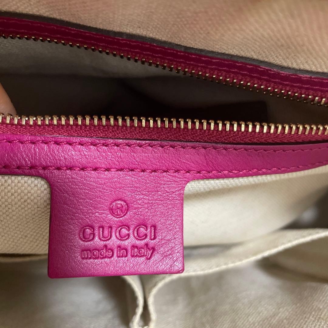 GUCCI Pink Leather GG Pattern 2WAY Shoulder Bag Handbag Vintage Authentic thumbnail 17