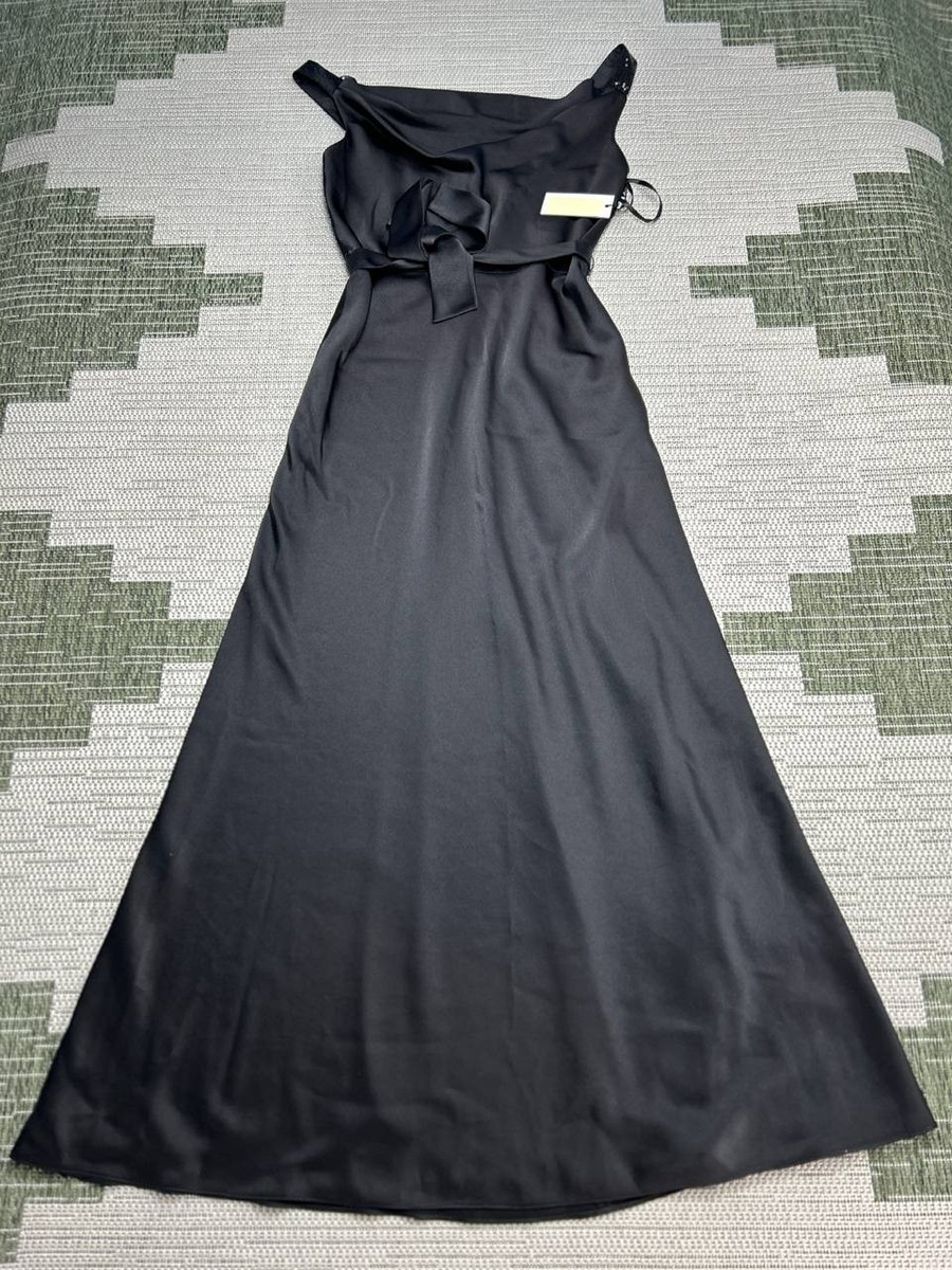 Calvin Klein Dress Womens Small Black Satin Blouson Midi New | eBay