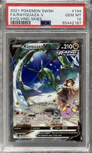 Pokemon 2021 Rayquaza V 194/203 Alt Art Full Art Evolving Skies GEM MINT PSA 10