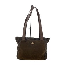 Borsa a mano BOTTEGA VENETA in nylon scamosciato marrone oro da donna