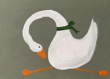 ACEO Original Painting, Goose Impressionism Art, Emmer Plaxe, Animal Abstract