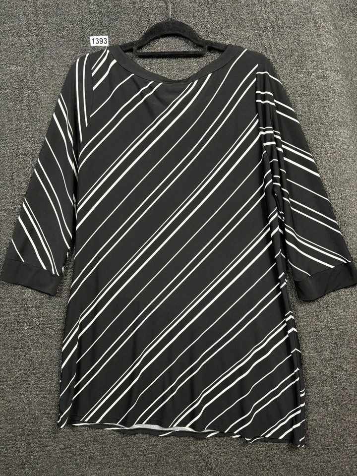 Vestido túnica White House Black Market para mujer XL blanco y negro a rayas informal Foto 2 de 4