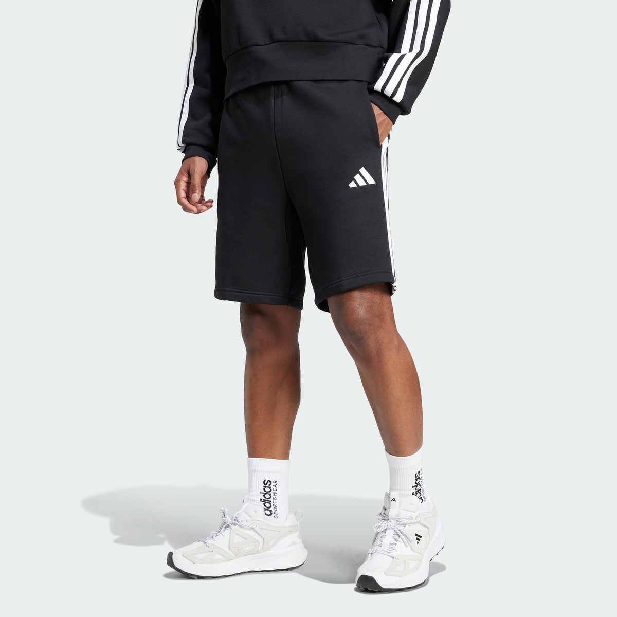 adidas men Essentials 3-Stripes Fleece Shorts