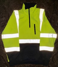 HI-VIS SAFETY SWEATER WITH REFLECTIVE STRIPES Size LARGE