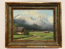 August Reinhardt - Blick auf Garmisch mit dem Wettersteingebirge