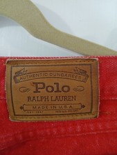 Vntg Polo Ralph Lauren Authentic Retro Dungarees Red Jeans Made in USA Size 10