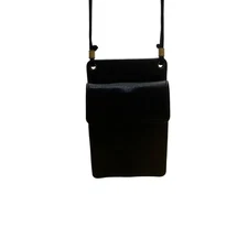 ILI Womens Black Leather Crossbody ID Holder Compact Bag
