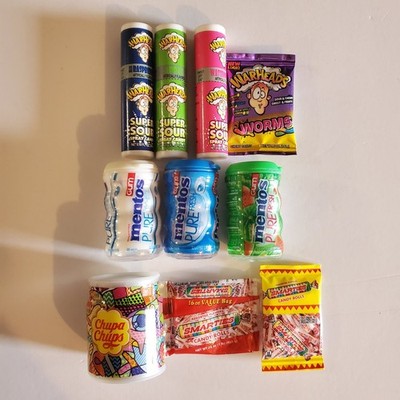 Zuru Mini Brands Candy and Gum Lot - Mentos, Warheads, Smarties, Chupa Chups