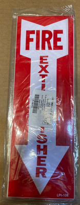 LPI Fire 10 PACK LPI-108 Extinguisher Sign Rigid Stickers Arrow 4'' X 12''