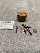 SET OF 6 VINTAGE HANDMADE GUATEMALAN TROUBLE DOLLS IN BOX