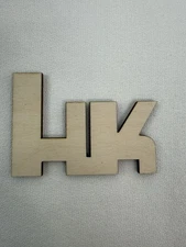 Custom Laser Cut Unfinished Heckler & Koch (HK) Symbol Logo Shape Wood Cutout