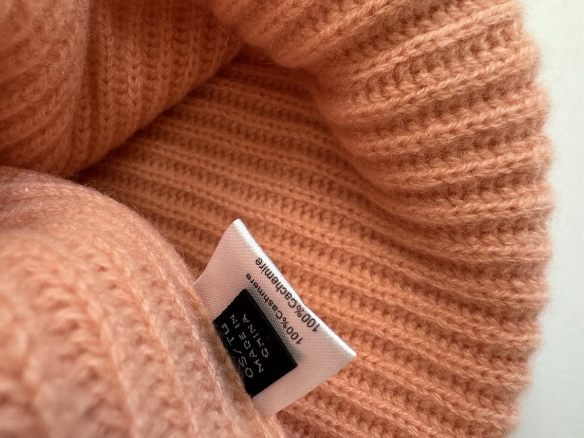 New ATM Anthony Thomas Melillo 100% Cashmere Ribbed Beanie ATM Anthony Thomas Melillo - Cashmere Beanie - Salmon Pink  main image 4