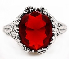 4CT Fire Garnet 925 Sterling Silver Filigree Ring Jewelry Sz 6 AZ4