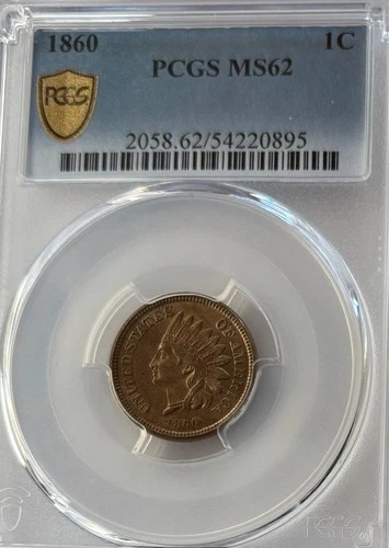 1860 Indian Head Cent PCGS MS62 One Cent Certified Early Copper Coin Nice #303