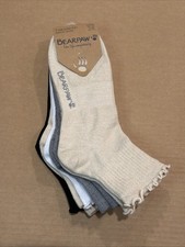 BEARPAW Super Soft Ruffle Support Anklet Socks Beige/Grey/White/Black - 5 Pair