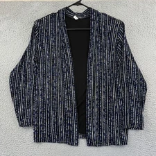 Vintage Made In Heaven Jacket Women's XL Blue Blazer 90s Open Long Sleeve Loose