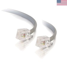 RJ11 Modem Cable, Ethernet Network Cable, Silver Telephone Cable, 7 Foot DSL ...