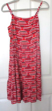 LOFT Smocked Back Ikat Red Mini Sundress Aztec Peplum Lined Boho Size 4