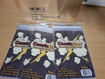 ComicStor Manga Bag (50) Resealable Seal x 20
