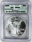 US 2000 P Silver American Eagle ICG MS69 .999 Bullion Coin Millennium