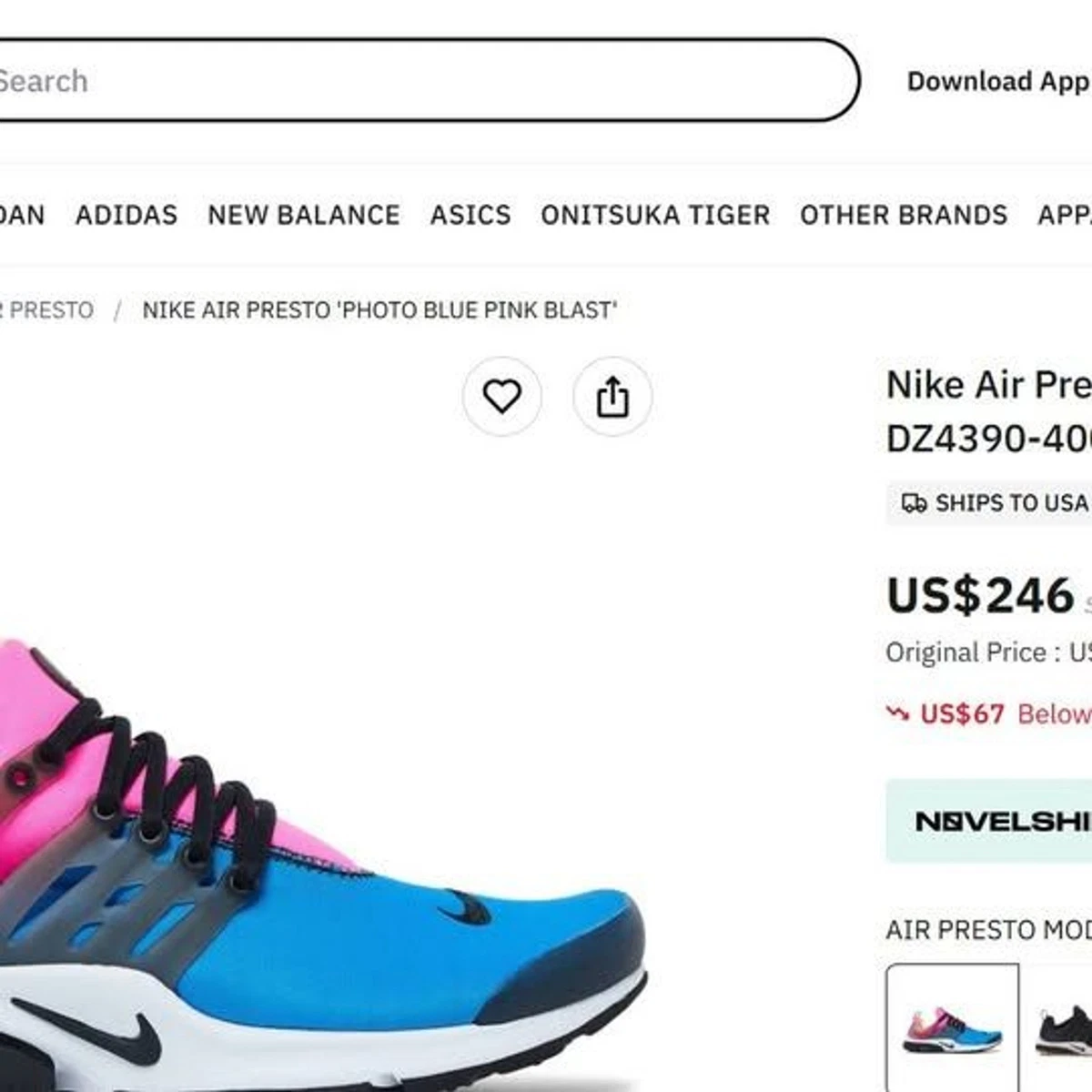Nike Shoes Air Presto Pink Blast Blue Volt Sneakers Shoes DZ4390-400 Mens Sz 13 Nike Air Presto Photo Blue Pink Blast for Sale  main image 2