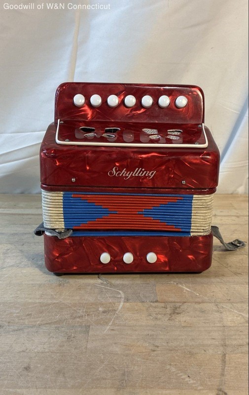 Schylling 7-Button Toy Accordion Red Pearloid Finish Student Instrument