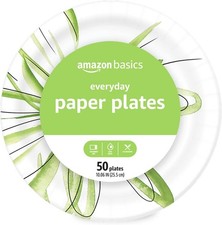 Disposable Paper Plates, 10 Inch, Microwave-Safe, Soak-Proof, 50 Count