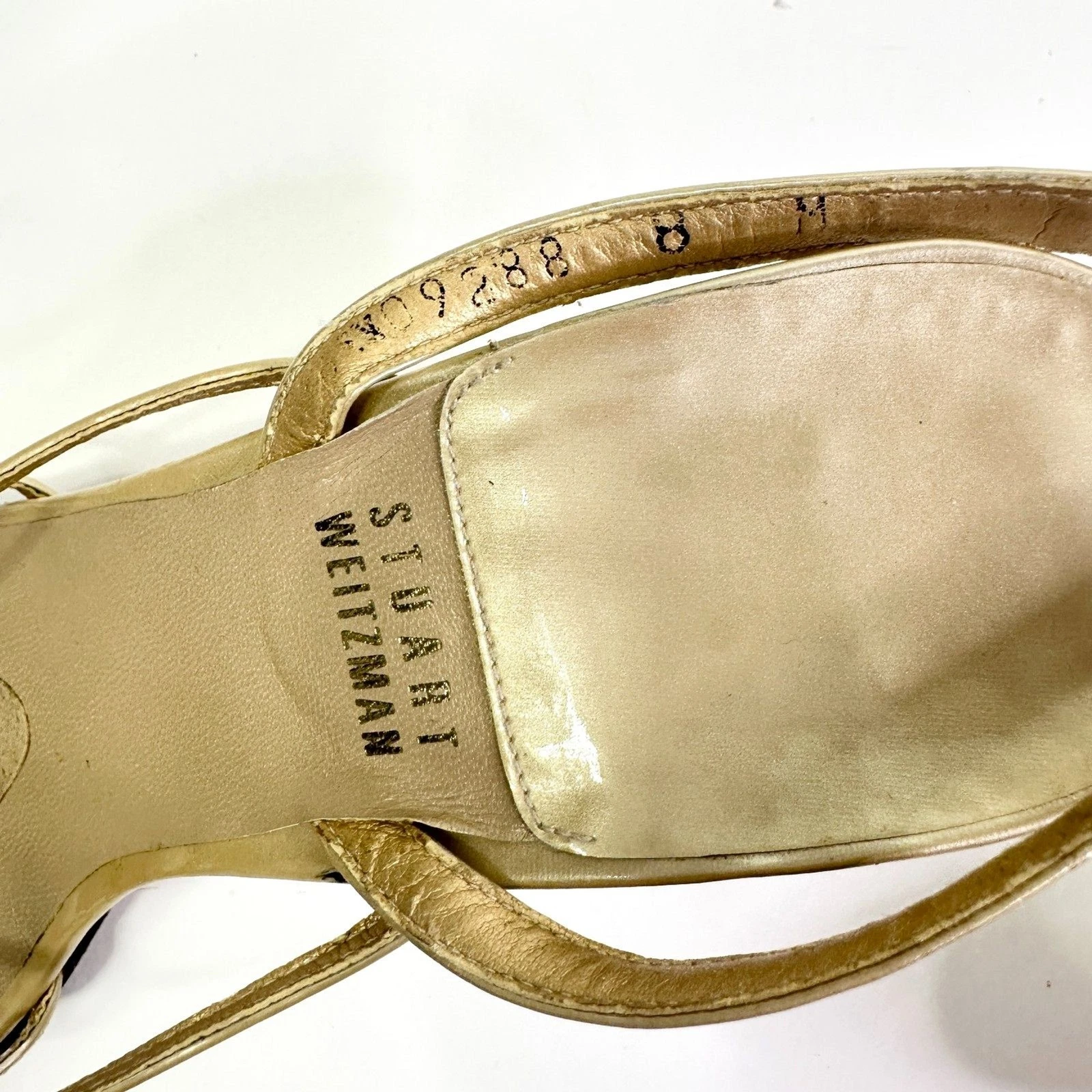 Stuart Weitzman Sandals Women 8 G Leather Strappy Heels Stiletto Shoes Glam