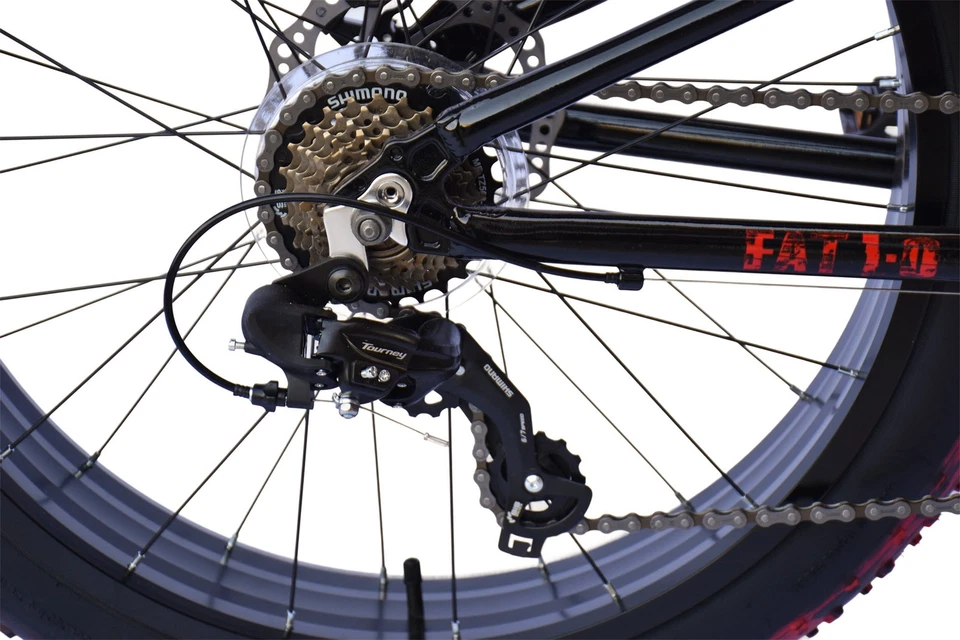 WYNN Fatbike 24 Zoll FAT1.0 schwarz-rot Rahmenhöhe 30 cm Kinder 7 Gänge - Bild 2 von 4