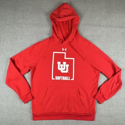 Utah Utes Sweatshirt Mens Large Red College Softball Under Armour Hoodie
