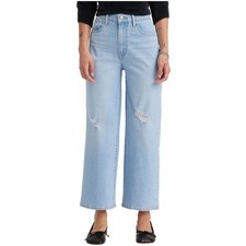 Levi Strauss Levi's High Rise Wide Leg Ankle Jeans Light Wash Denim Size 30 NEW