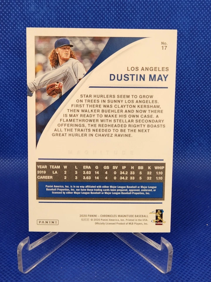 2020 Panini Chronicles - Magnitude Red #17 Dustin May /99 (RC) Dodgers - Image 2 of 2