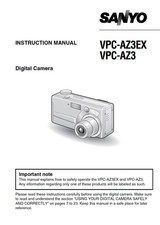 Sanyo VPC-AZ3 AZ3EX Digital Camera User Owner Instruction Manual