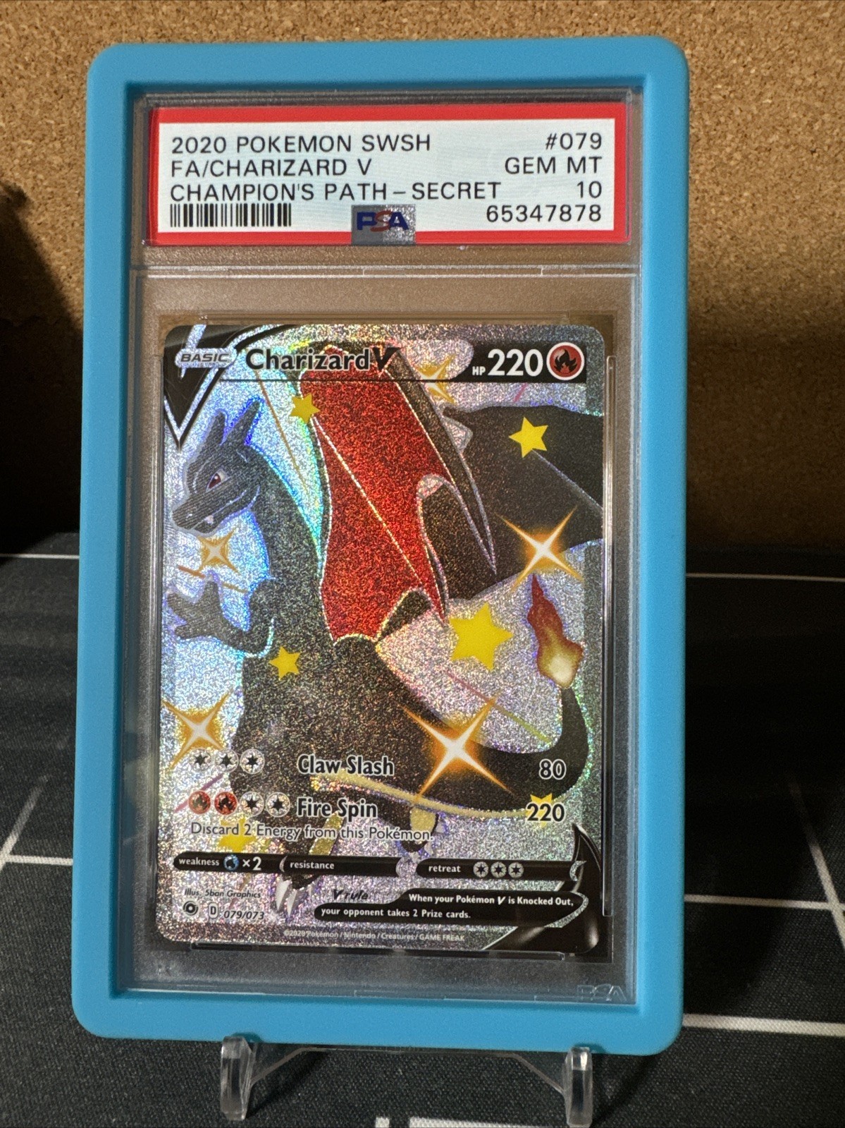 Pokémon TCG Charizard V Champions Path 79/73 Secret Rare PSA10 w Guard Included