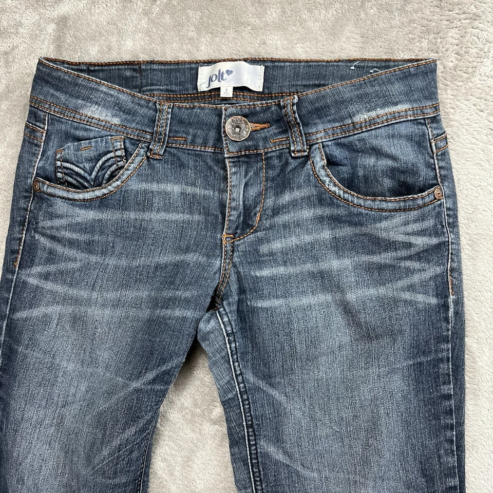 Y2K Jolt Elastic Stretch Waist Flared Jeans Women's Size 32x28 Blue Denim Size 7 - Image 2 of 4