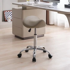 Saddle Stool, Swivel Saddle Stool with Wheels, Adjustable Rolling Stool 18"-2...