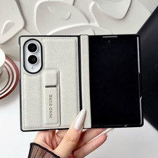 For Samsung Galaxy Z Fold 8 Ultra/Fold8 Luxury PU Leather PC Hinge Case W/ Stand
