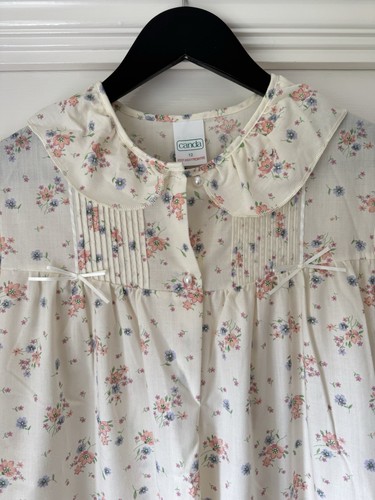 Vintage C&A Cream Floral Long Sleeve Nightdress Peter Pan Collar Bows UK 12 - Picture 3 of 15
