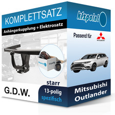 G.D.W. Anhängekupplung starr und E-Satz 13polig für Mitsubishi Outlander 10- neu
