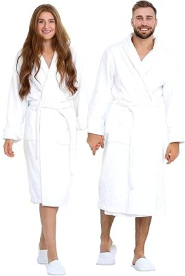 100% Cotton Bathrobe | Terry Cloth Robe | Lightweight Plush Long Spa Bathrobe