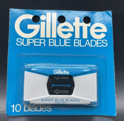 Vintage Gillette 10 Super Blue Blades Dispenser. Factory Sealed. NOS.