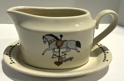 International Table Windy Hill Susan Winget Gravy Boat Plate Weathervane Horse