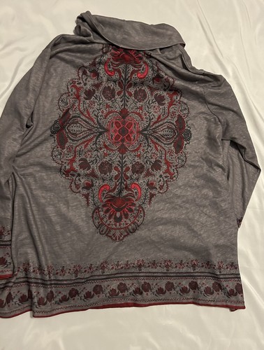 Suzanne Betro 3x womens Plus Tunic top multicolor Print Long Sleeved - Picture 3 of 3