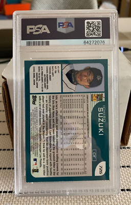 2001 Topps #726 Ichiro Suzuki RC Rookie PSA 9 MINT Mariners Brand 2001 Topps Ichiro Suzuki PSA 9 RC